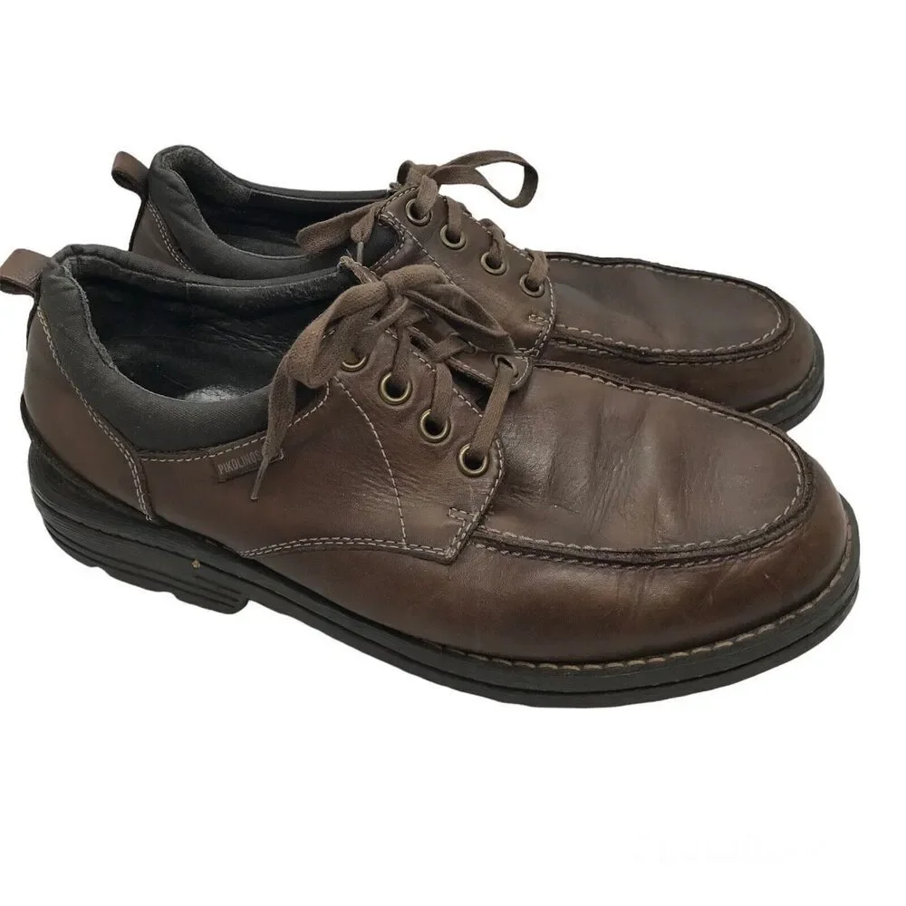 Pikolinos Mens Leather Lace Up Shoes Size EUR 43 US 9.5-10 Brown‎ Casual Dress
